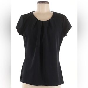 Liz Claiborne black pleated front women’s short sleeve 
T-shirt
